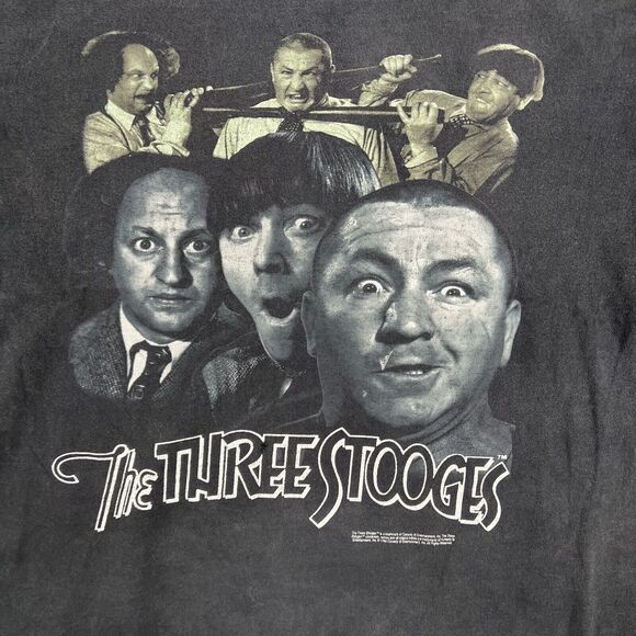 Vintage 90s The Three Stooges Shirt Men’s‎ XL Black Short Sleeve Tee - Picture 10 of 16